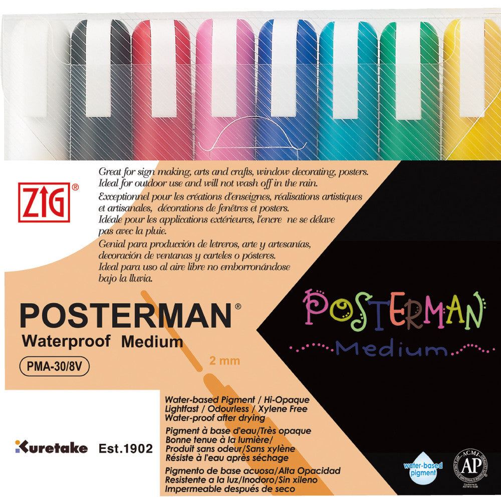 Marcador Zig Posterman Kuretake 08 Cores